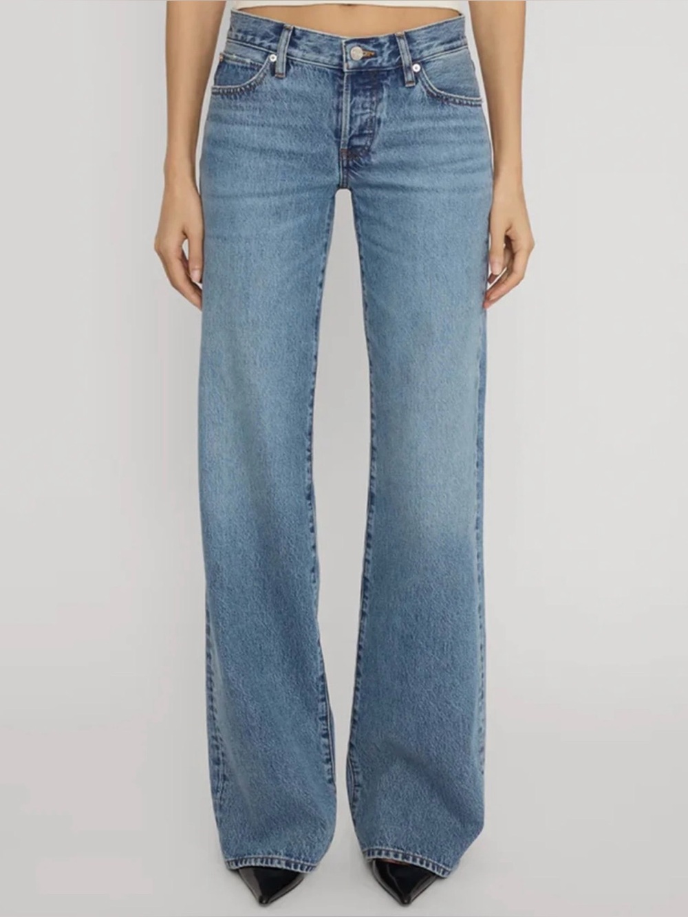 Frame Denim Wide-Leg High-Rise Jeans - Light Blue Wash
